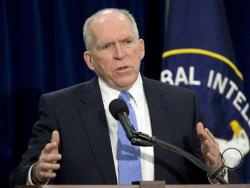 In this Dec. 11, 2014, file photo, CIA Director John Brennan speaks during a news conference at CIA headquarters in Langley, Va. (AP Photo/Pablo Martinez Monsivais, File)