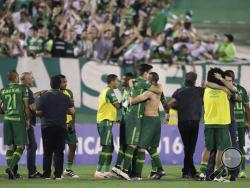 In this Wednesday, Nov. 23, 2016, file photo, players of Brazil's Chapecoense celebrate at the end of a Copa Sudamericana semifinal soccer match against Argentina's San Lorenzo in Chapeco, Brazil. A chartered aircraft with passengers including players from Chapecoense, heading to Colombia for a regional tournament final, has crashed on its way to Medellin's international airport in Colombia, Medellin's Mayor Federico Gutierrez and Medellin's airport said Tuesday, Nov. 29. (AP Photo/Andre Penner, File)