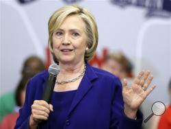 n this July 7, 2015 photo, Democratic presidential candidate Hillary Rodham Clinton speaks during a campaign stop at the Iowa City Public Library in Iowa City, Iowa. (AP Photo/Charlie Neibergall)