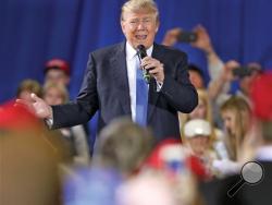 Republican Presidential candidate Donald Trump speaks during a rally in Janesville, Wis., Tuesday, March 29, 2016. (Anthony Wahl/The Janesville Gazette via AP)
