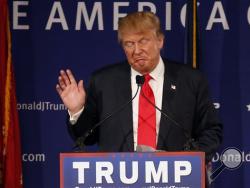 Republican presidential candidate, businessman Donald Trump, speaks during a rally coinciding with Pearl Harbor Day at Patriots Point aboard the aircraft carrier USS Yorktown in Mt. Pleasant, S.C., Monday, Dec. 7, 2015. (AP Photo/Mic Smith)