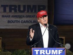 Republican presidential candidate Donald Trump speaks during a campaign stop on Wednesday, Jan. 27, 2016, in Gilbert, S.C. (AP Photo/Rainier Ehrhardt)