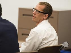 After about an hour of deliberation, a jury came back with guilty verdicts in four counts of murder against Steven Dean Gordon in his murder trial in Orange County Superior Court Thursday, Dec. 15, 2016, in Santa Ana, Calif. The California sex offender was convicted of killing four women — crimes that were mostly committed while he was being tracked by GPS and that now make him eligible for a death sentence. (Sam Gangwer/The Orange County Register via AP)