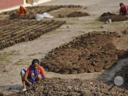  In this Oct. 2, 2015 file photo, Indian village women make cow dung cakes in Allahabad, India.(AP Photo/Rajesh Kumar Singh, File)