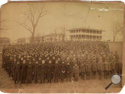 This photo provided by the Carlisle Indian School Digital Resource Center shows the 1892 student body of the Carlisle Indian Industrial School assembled on the school grounds in Carlisle, Pa. (John N. Choate via AP) This photo provided by the Carlisle Indian School Digital Resource Center shows the 1892 student body of the Carlisle Indian Industrial School assembled on the school grounds in Carlisle, Pa. (John N. Choate via AP)