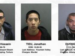 This image provided by the Orange County, Calif., Sheriff's Department on Saturday, Jan. 23, 2016, shows three jail inmates charged with violent crimes who escaped from the Central Men's Jail in Santa Ana, Calif. (Orange County Sheriff's Department via AP)