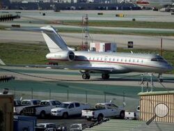 A VistaJet private jet, dubbed "The Football Era," with the tail number 9H-VTD, thought by online sleuths to have Taylor Swift aboard, arrives at Los Angeles International Airport from Tokyo's Haneda Airport, Saturday, Feb. 10, 2024, in Los Angeles. (AP Photo/Eric Thayer)