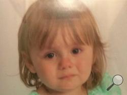 This undated photo provided by the Ohio Attorney General's office on Sunday, Oct. 4, 2015 shows Rainn Peterson. The toddler who disappeared Friday night, Oct. 2, 2015, from her great-grandparents' house in North Bloomfield, Ohio, was found alive in a nearby field on Sunday evening. (Ohio Attorney General's Office via AP)