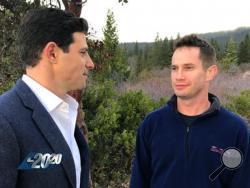 In this undated image provided by ABC News, television anchor Matt Gutman, left, interviews Keith Papini, the husband of Sherri Papini, a California mother who went missing for three weeks, on "20/20". The interview airs Friday, Dec. 2, 2016, at 10 p.m. ET. (ABC News via AP)