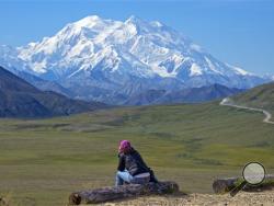 In this Monday, Aug. 3, 2015, photo provided by Holland America Line, a woman gazes at Mount McKinley in Denali National Park and Preserve in Alaska. On Sunday, Aug. 30, 2015, the White House said that President Barack Obama will change the name of North America's highest peak to Denali restoring an Alaska Native name with deep cultural significance. (Andy Newman/Holland America Line via AP)