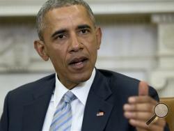 President Barack Obama talks to media in the Oval Office of the White House in Washington, Wednesday, Feb. 17, 2016. (AP Photo/Carolyn Kaster)