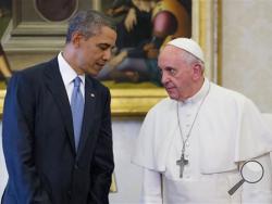 In this photo taken March 27, 2014, President Barack Obama meets with Pope Francis at the Vatican. (AP Photo/Pablo Martinez Monsivais)
