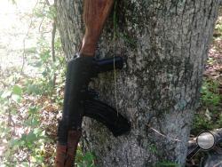 An undated photo provided by the Pennsylvania State Police shows what they say is an AK-47-style assault rifle that they have recovered from the woods in the manhunt for Eric Frein, who allegedly opened fire in a deadly ambush at a Pennsylvania state police barracks on Sept. 12. Investigators describe Frein as a self-taught survivalist who had been planning a confrontation with law enforcement for months, if not years. (AP Photo/Pennsylvania State Police)