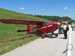 This small plane made an emergency landing on the Mon-Fayette Expressway on Tuesday, Aug. 6.