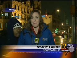 A screenshot from Stacy Lange's interrupted news report.