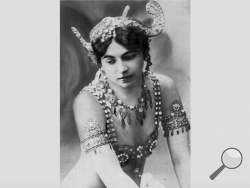 An undated photo of dancer "Mata Hari". Born Margaretha Zelle who was executed during World War I for being a spy. A century ago, on Oct. 15, 1917, an exotic dancer named Mata Hari was executed by a French firing squad, condemned as a sultry Dutch double agent who supposedly led tens of thousands of soldiers to their death during World War I. (AP Photo/Virginia Mayo)