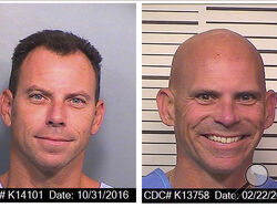 FILE - An Oct. 31, 2016 photo provided by the California Department of Corrections and Rehabilitation shows Erik Menendez, left, and a Feb. 22, 2018, photo provided by the California Department of Corrections and Rehabilitation shows Lyle Menendez. (California Department of Corrections and Rehabilitation via AP, File)