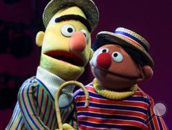 n this Aug. 22, 2001, file photo, Muppets Bert, left, and Ernie, from the children's program "Sesame Street," are shown in New York. 