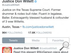 This image courtesy of Judge Don Willett, shows Willett's Twitter homepage. 