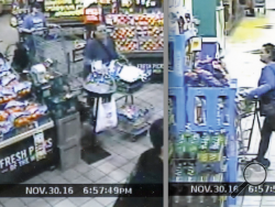 These are images taken from surveillance tape at Berwick's Giant grocery store. Police say the woman in the blue shirt attempted to steal $82 worth of groceries. (Courtesy of State Police)