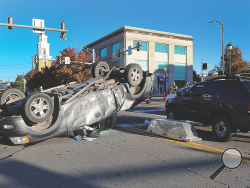 No one was injured in this three-vehicle crash that happened Wednesday morning around 730 at the intersection of Market Street and Front Street in Berwick. (Press Enterprise/Keith Haupt)