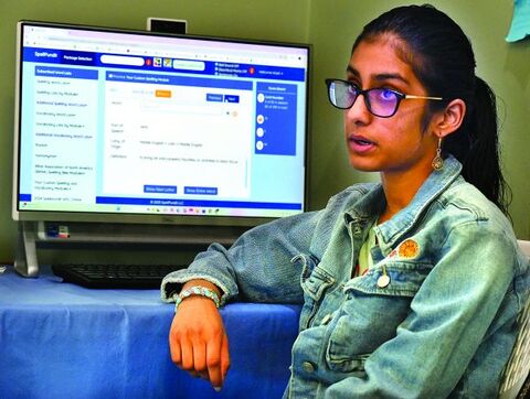 St. Joseph School fourth grader Anjali Agarwal, at home near Danville, talks about winning the regional spelling bee and qualifying for the Scripps National Spelling Bee