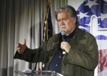 FILE - In this Nov. 9, 2017, file photo, Steve Bannon, speaks during an event in Manchester, N.H. Bannon and a political organization he’s linked to have plunged into Senate races in their drive to oust establishment Republican politicians. Will he do the same in the House? A close associate says President Donald Trump’s former top strategist has no such plans, but Bannon has House GOP incumbents looking over their shoulders anyway.(AP Photo/Mary Schwalm)