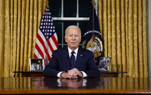 President Joe Biden speaks from the Oval Office of the White House Thursday, Oct. 19, 2023, in Washington, about the war in Israel and Ukraine. (Jonathan Ernst/Pool via AP)