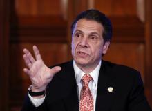 New York Gov. Andrew Cuomo talks during a cabinet meeting at the Capitol on Wednesday, Dec. 17, 2014, in Albany, N.Y. (AP Photo/Mike Groll)