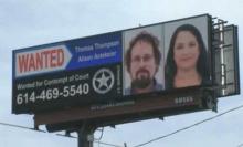 This image from undated video provided by WSYX-TV shows the wanted billboard for fugitives Tommy Thompson and Alison Antekeier. 