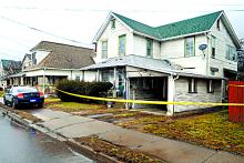 Police tape surrounds 1325 West Front Street in Berwick on Wednesday.(Press Enterprise/Bill Hughes)