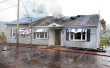 The Village Inn, after a fire hit it this morning. (Press Enterprise/Bill Hughes)