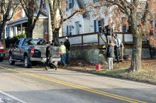 State Police investigate at the scene of a pedestrian accident along Rohrsburg Road. (Press Enterprise/Keith Haupt)