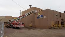 Crews respond to an early morning fire at Wise Foods in Berwick Monday. (Press Enterprise/Julye Wemple)