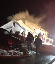 Smoke rises from a home at 237 Spring Hill Dr. in Hunlock Creek.