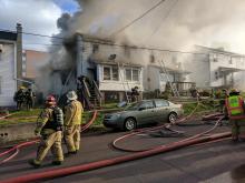 Fire crews respond to a fire on Chamber Street in Danville. (Press Enterprise/Keith Haupt)