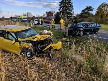 Rescue crews work at the scene of an accident near Mooresburg on Route 642 Thursday.(Press Enterprise/Jimmy May)