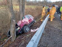 A Benton teen on his way to school died Wednesday morning when his car went off Route 487 and hit a tree.