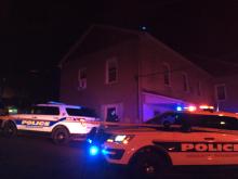 Police cruisers converge at 201 Millville Road late Monday evening. (Press Enterprise/Kristin Baver)