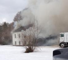 Fire fighters are battling a blaze at this 337 Martzville Road home.