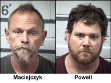 Bart Joseph Maciejczyk, left, and Michael David Powell were arrested by police inside the old Giant store along Route 11 in Scott Township early Thursday. (Photos courtesy Columbia County Prison)