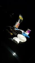 The contents of suspected meth-maker Todd Forshey's backpack are shown here, including salt, coffee filters, drain cleaner, lithium batteries, and gloves. (Press Enterprise/Julye Wemple)