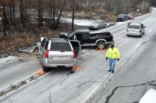 Police investigate at a fatal crash Monday / Photo - Harry Deitz