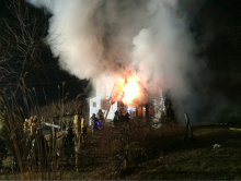 Firefighters battle a blaze at 39 Hofnagle School Road, Mifflin Township. (Press Enterprise/Bill Hughes)