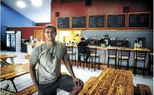 Manager Austin Brown stands in the recently opened Cherokee Tap Room in the former Cherokee Golf Course clubhouse along Route 54 in Rush Township. (Press Enterprise/Bill Hughes)