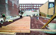 Construction continues on the new four-story commercial/residential building at 17 East Main Street in downtown Bloomsburg