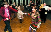 Bloomsburg Theatre Ensemble members Richie Cannaday, left, and Laurie McCants dance during the 4th annual Dance Your Heart Out for BTE fundraiser, held Saturday evening at Frosty Valley Country Club near Danville. 