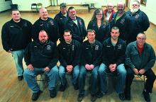 Officers for Buckhorn Fire Company posing before a meeting at the station