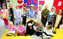 Kindergarten students in the Danville Primary School celebrated the 100th day of school by dressing up like 100-year-olds. 
