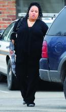 Courtney Doucette-Jefferson leaves District Judge Rich Knecht's court in Berwick Monday